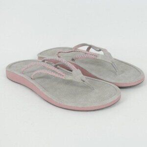 JBU Sport Key West Women's Size 9 Gray & Pink Vegan Leather Flip Flop Sandals